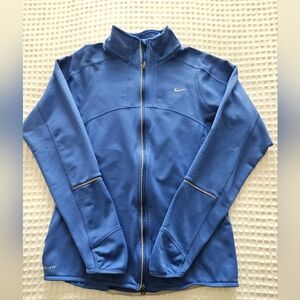 Nike Dri-FIT Women's Blue Running Jacket Full Zip Reflective Pockets Size S